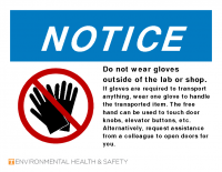Notice No Gloves Outside of Lab