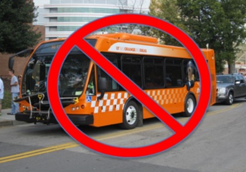 a photo of a UTK bus with a "no" symbol overlaid. 