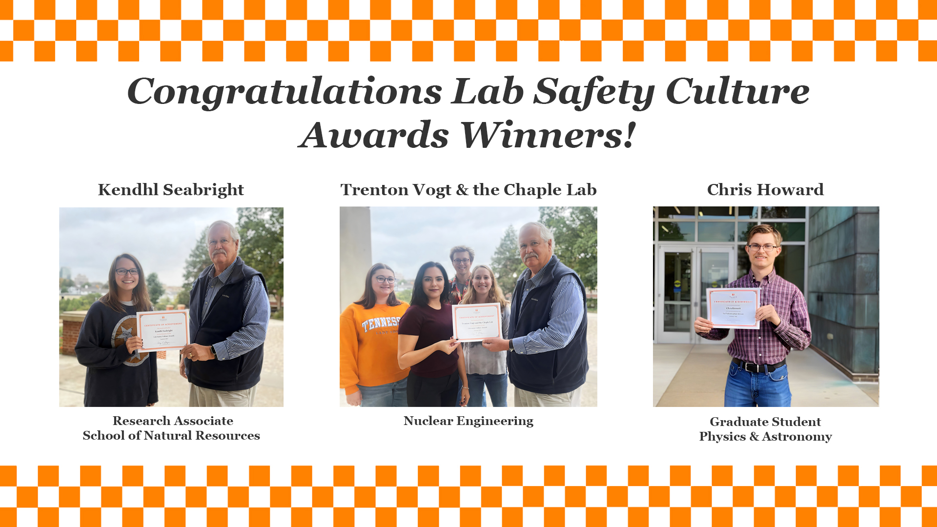 Lab Safety Culture Awards Winners